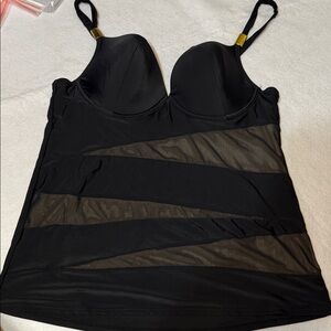 Swim By Cacique Black Tankini Top 40D